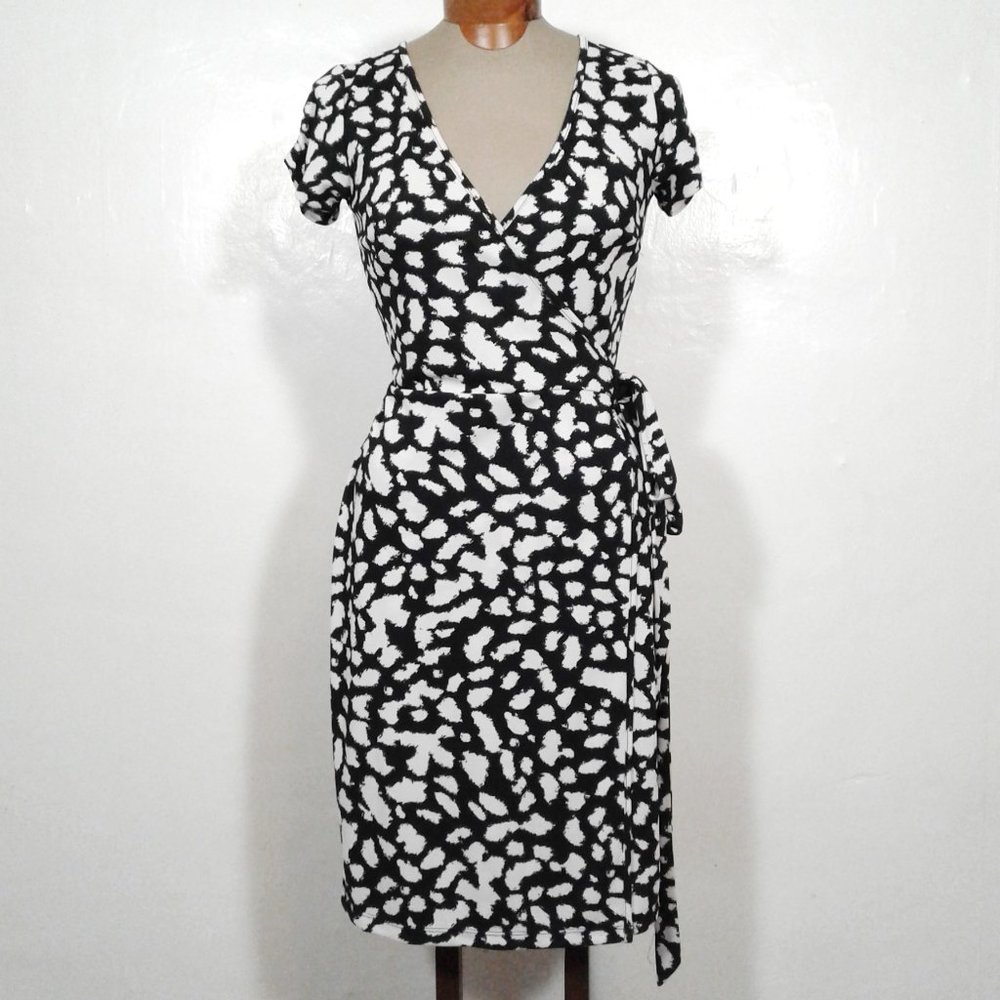Loft animal print wrap dress 40s silhouette